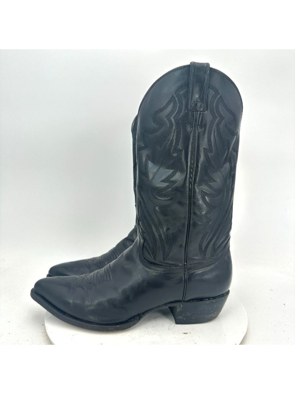 Diamond J by Justin Men Size 10.5EE 7166M Black Leather Western Pull On Boot